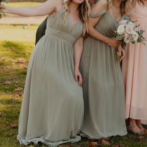 Revelry Alma Chiffon Bridesmaid Dress Silver Sage Petite